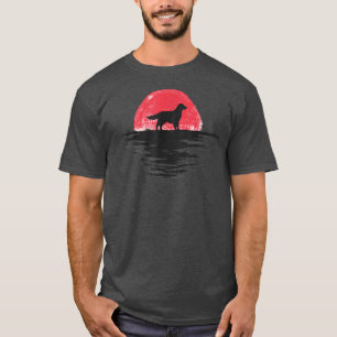 Camiseta Perro retro de la puesta del sol japonés Corgi