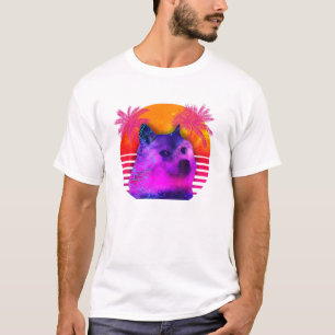 Camiseta Perro retro de los años 80 atado a la luna