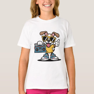 Camiseta Perro Retro Hip Hop: Cachorro de Dibujos Animados 