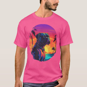 Camiseta Perro Retro Sunset Boxer
