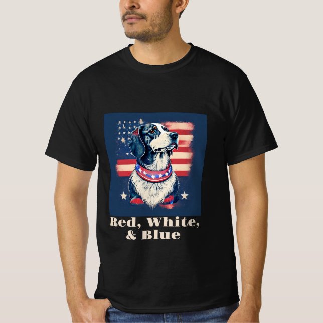 Camiseta Perro rojo, blanco y azul (Anverso)