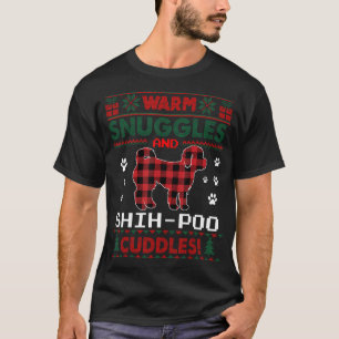 Camiseta Perro rojo Shih-Poo Tirado de Búfalo Rojo Navidade