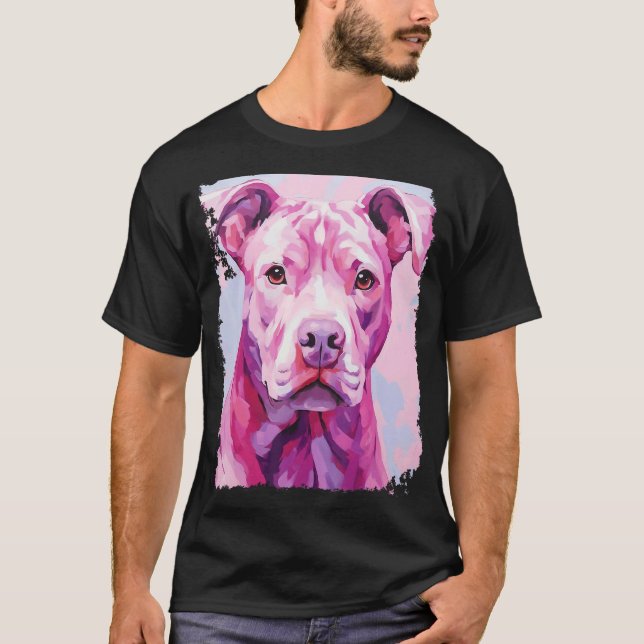 Camiseta Perro Rosa Pitbull (Anverso)