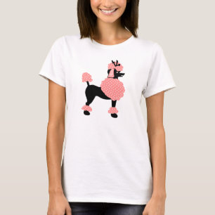 Camiseta Perro rosado de la falda del caniche y negro retro