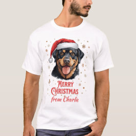 Camiseta Perro Rottweiler como Navidad Santa Merry