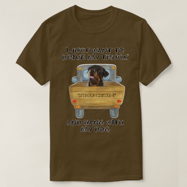 Camiseta Perro Rottweiler conductor de camión (Diseño del anverso)
