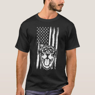 Camiseta Perro Rottweiler Cute Bandera Estadounidense Puppy