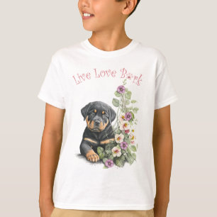 Camiseta Perro Rottweiler Floral Adorable