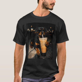 Camiseta Perro Rottweiler Genial Bebiendo Café Helado