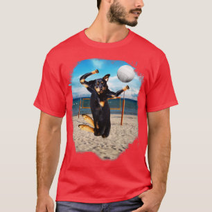 Camiseta Perro Rottweiler Jugando Voleibol De Playa