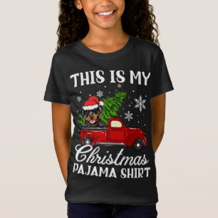 Camiseta Perro Rottweiler Montando Camión Rojo Con Tre De N