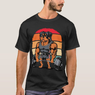 Camiseta Perro Rottweiler Músculo Levantando Peso Muerto Gi