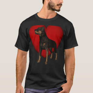 Camiseta Perro Rottweiler Y Corazón Rojo