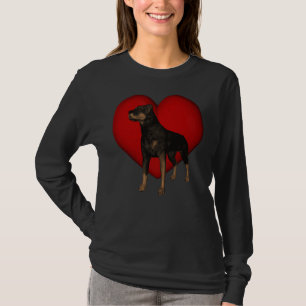Camiseta Perro Rottweiler Y Corazón Rojo