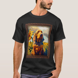Camiseta Perro sabueso pintando flor de girasol madre mujer
