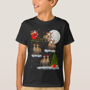 Camiseta Perro Sabueso Santa Trineo Volador Divertido Mágic
