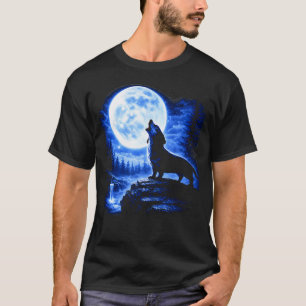 Camiseta Perro salchicha aullando luna divertido perro vien