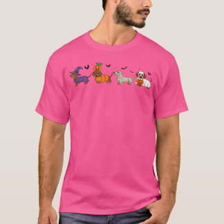 Camiseta Perro salchicha bruja feliz Halloweenie lindo Hall
