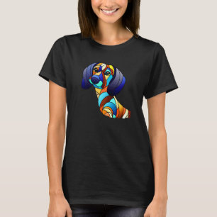 Camiseta Perro salchicha Chiweenie estilo vidrio emplomado