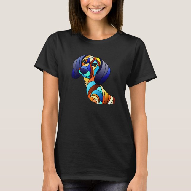 Camiseta Perro salchicha Chiweenie estilo vidrio emplomado (Anverso)