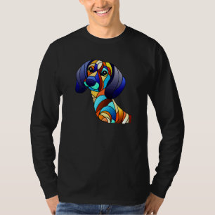 Camiseta Perro salchicha Chiweenie estilo vidrio emplomado