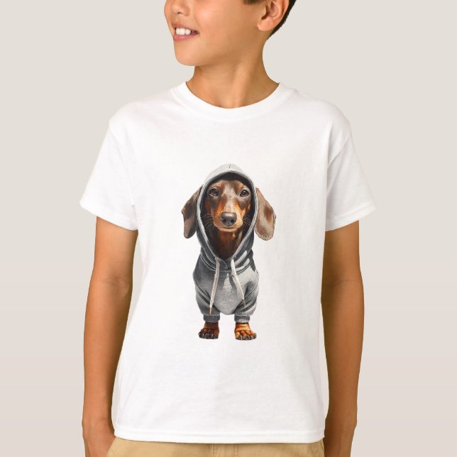 Camiseta Perro salchicha con sudadera con capucha niños (Anverso)