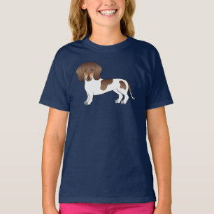 Camiseta Perro Salchicha de Pelo Liso Piebald Marrón y Cane