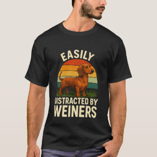 Camiseta Perro salchicha, fácilmente distraído por salchich