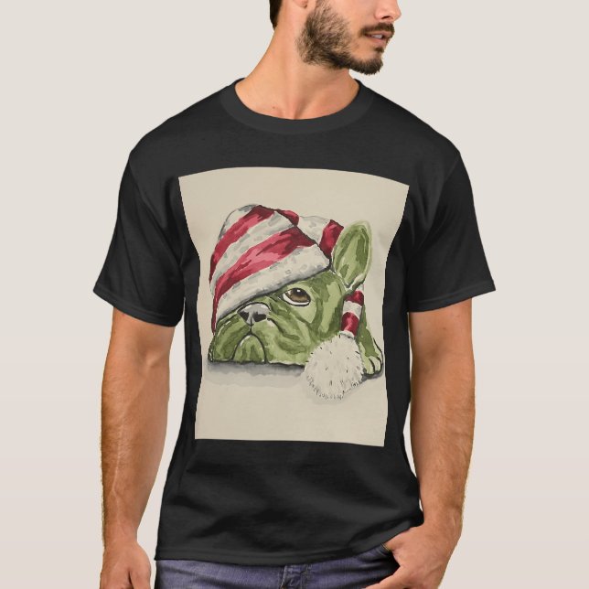 Camiseta Perro salchicha francés divertido de Navidad con s (Anverso)