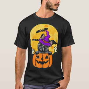 Camiseta Perro salchicha francés negro Bruja Amante de los