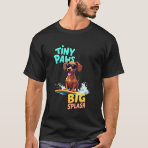 Camiseta Perro salchicha genial surfando Perro