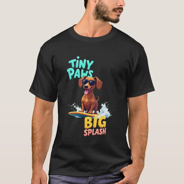 Camiseta Perro salchicha genial surfando Perro (Anverso)