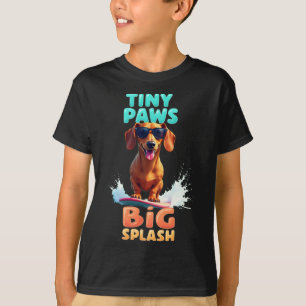 Camiseta Perro salchicha genial surfando perro para hombres