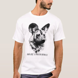 Camiseta Perro Salvaje Africano B&W Obra Maestra de la Natu