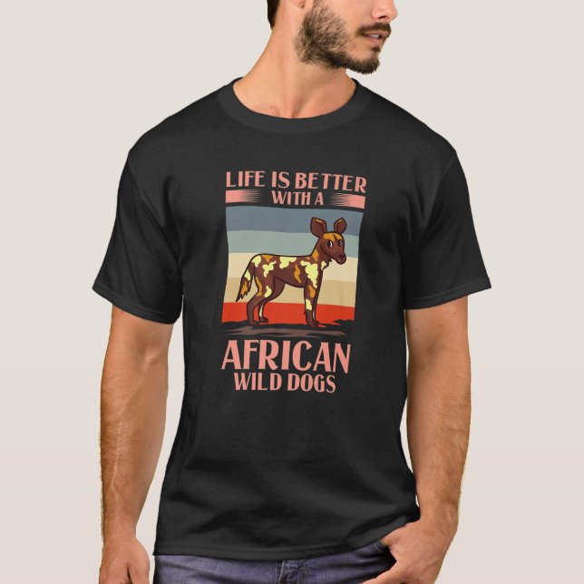 Camiseta Perro salvaje africano regalo de perro negro pinta (Anverso)
