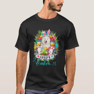 Camiseta Perro Samoyed En Cebollos De Huevos De Pascua Feli