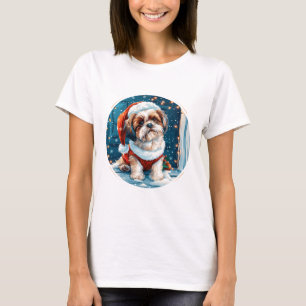 Camiseta Perro Santa Shih Tzu de Navidad