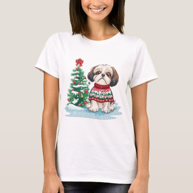 Camiseta Perro Santa Shih Tzu Navidad (Anverso)