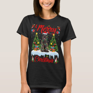 Camiseta Perro Schnauzer alumbra árbol de navidad Santa Sch