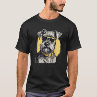 Camiseta Perro Schnauzer miniatura con gafas de sol Raza de