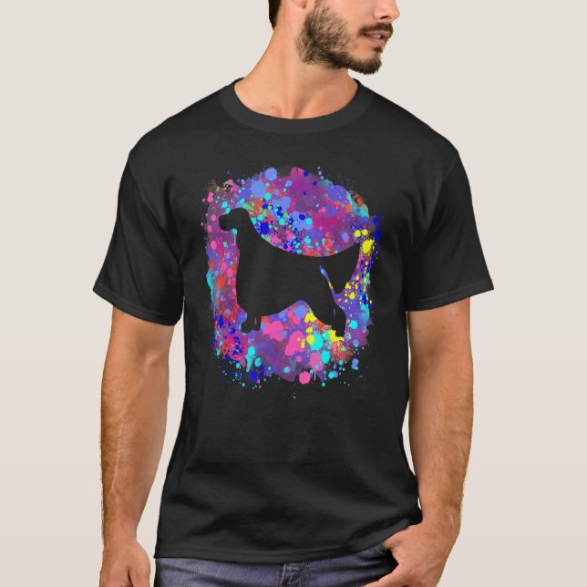 Camiseta Perro Setter Inglés Arte de Salpicaduras de Acuare (Anverso)
