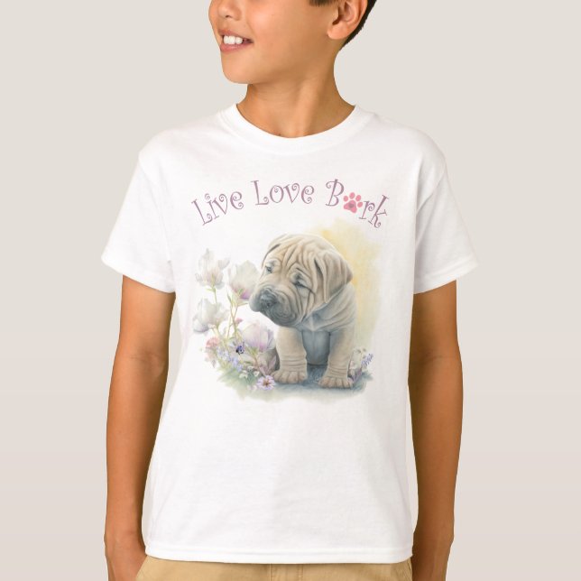 Camiseta Perro Shar-pei Lindo Floral (Anverso)