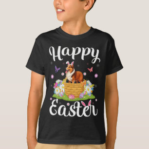 Camiseta Perro Sheltie Feliz Pascua Caza de Huevos Oreja de