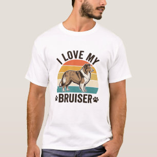 Camiseta Perro Sheltie Vintage Amo a mi Bruiser Diseño Retr