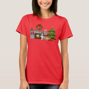Camiseta Perro Shetland Sheepdog Sable En Una Sala De Navid