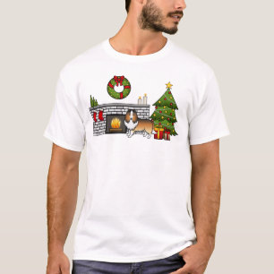 Camiseta Perro Shetland Sheepdog Sable En Una Sala De Navid
