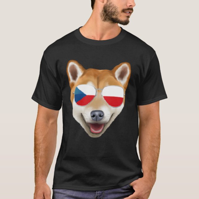 Camiseta Perro Shiba Inu Bandera Checa República Checa Bols (Anverso)