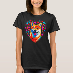 Camiseta Perro Shiba Inu Corazón Rosa Azul Amor