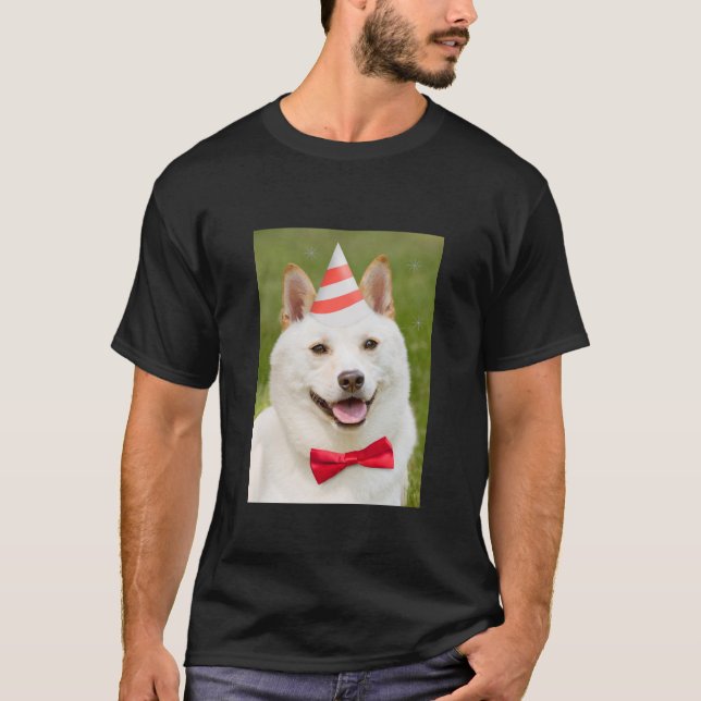 Camiseta Perro Shiba Inu En Gorra Fiesta (Anverso)