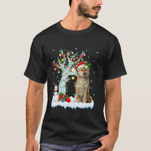 Camiseta Perro Shiba Inu Iluminación Árbol Navidad Santa Sh